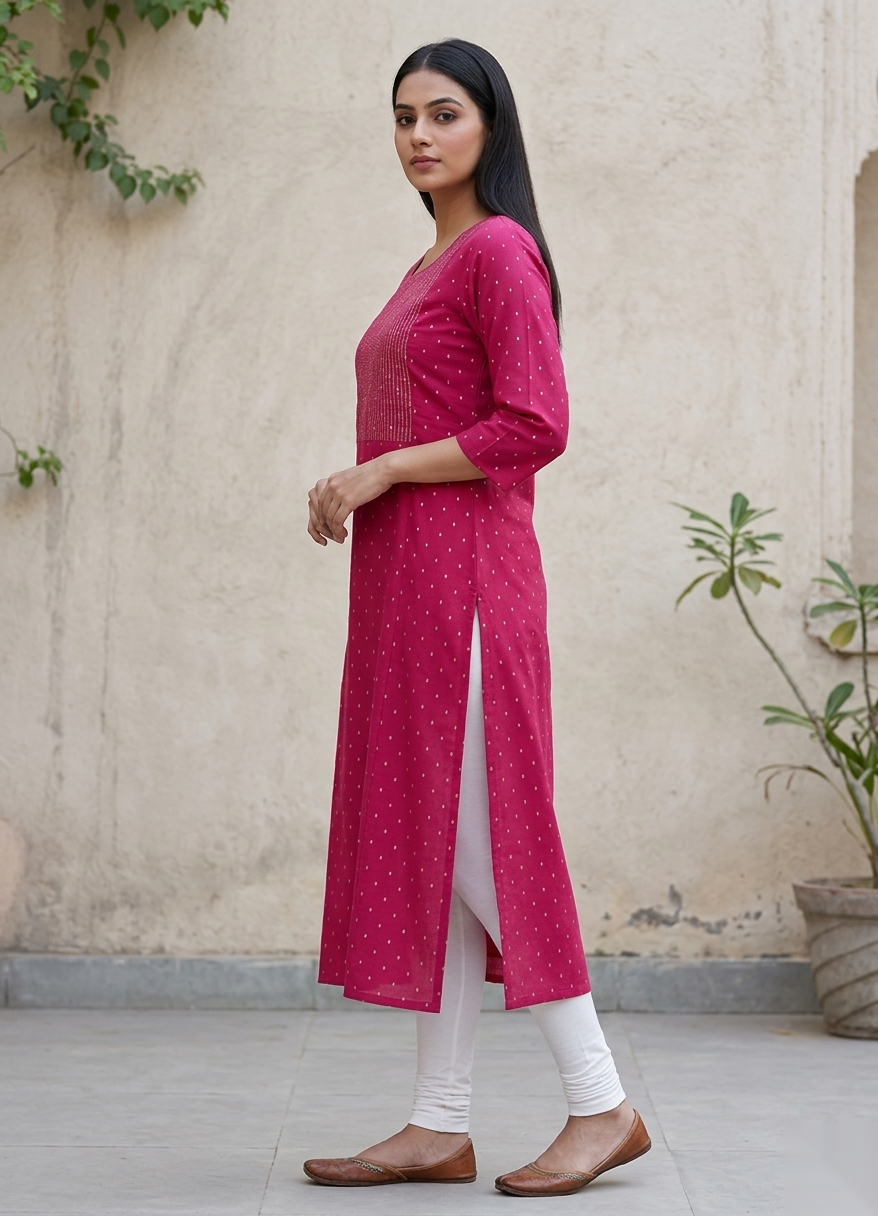 Red D2 Long Top Kurti