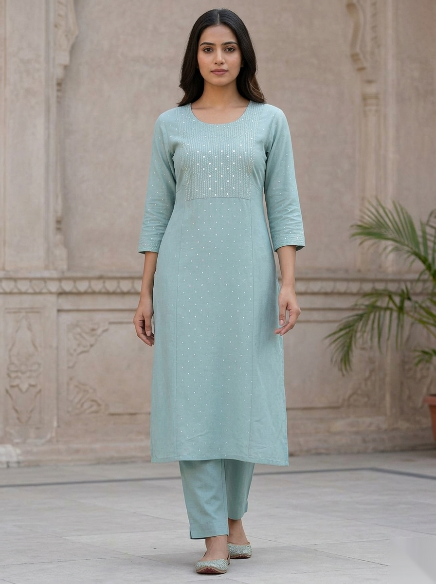 Green D2 Long Top kurti