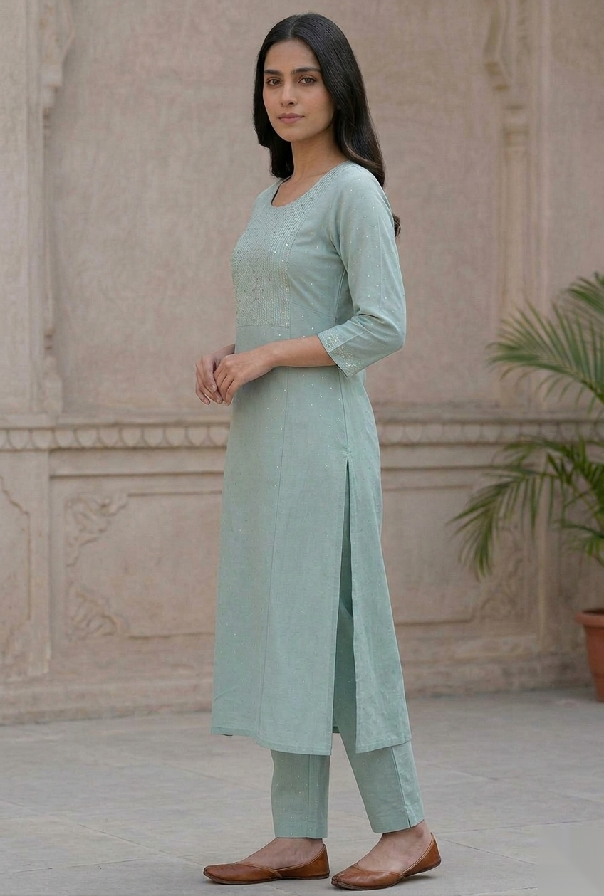 Green D2 Long Top kurti