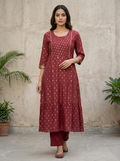 Maroon D2 Long Top Kurti