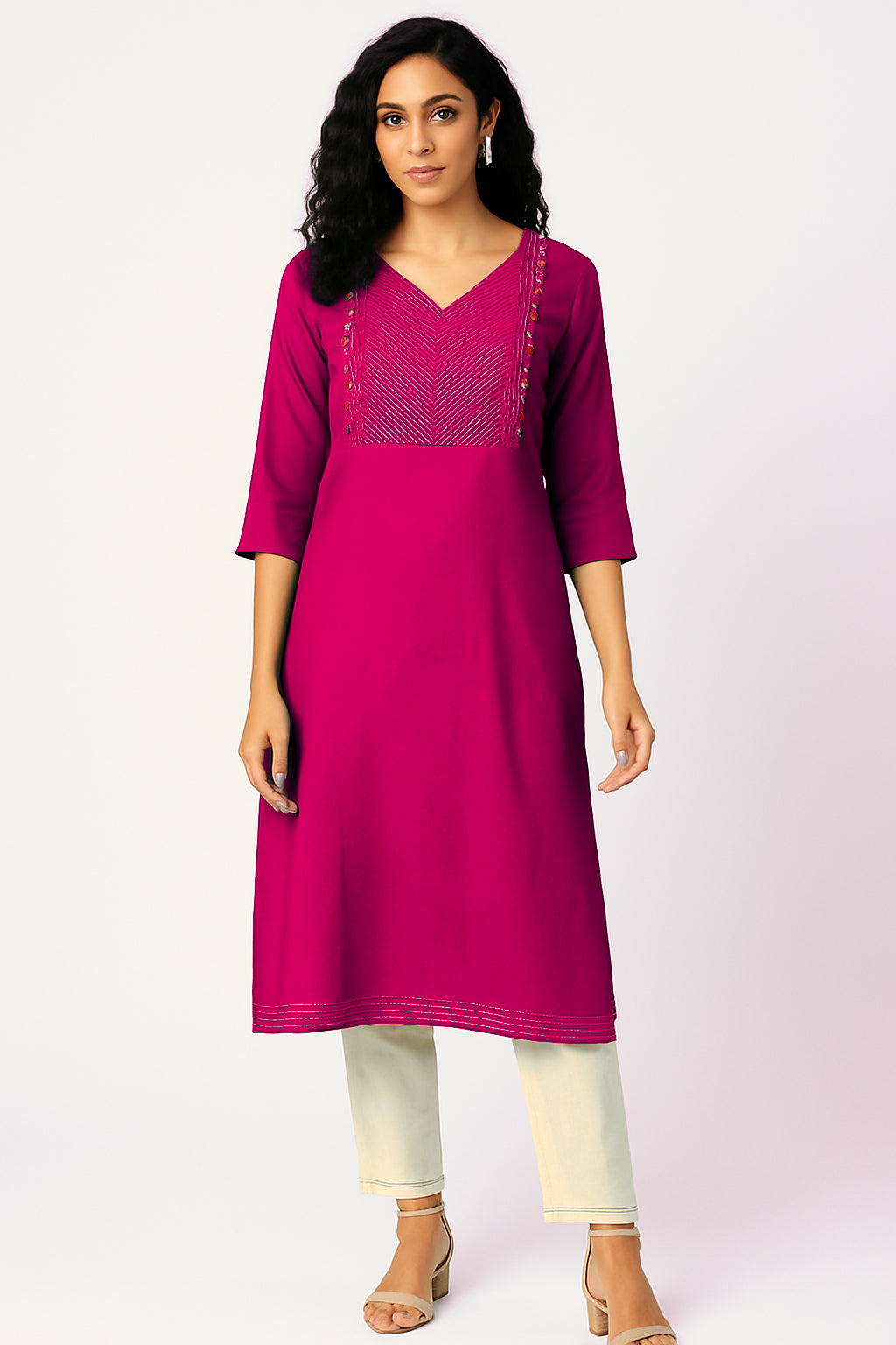 Pink Silver line Long Top