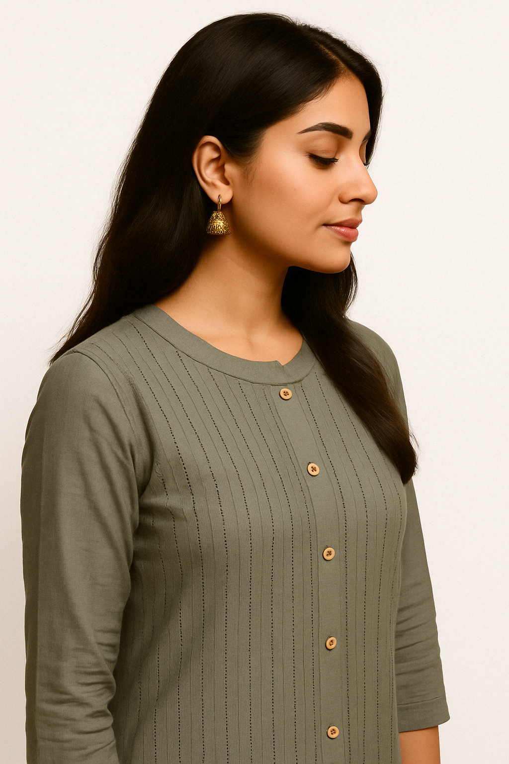 Dull Green Long Top Airline