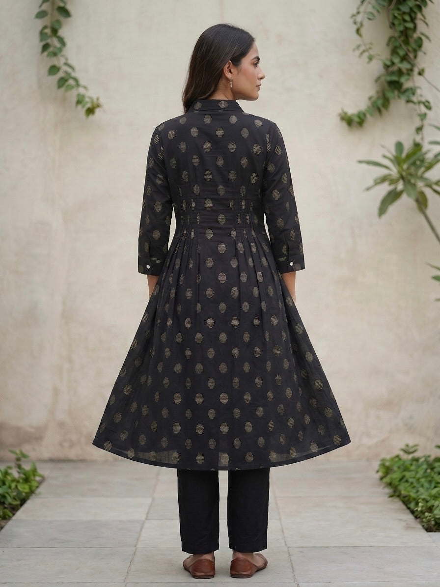 Black Collar 2pc kurti