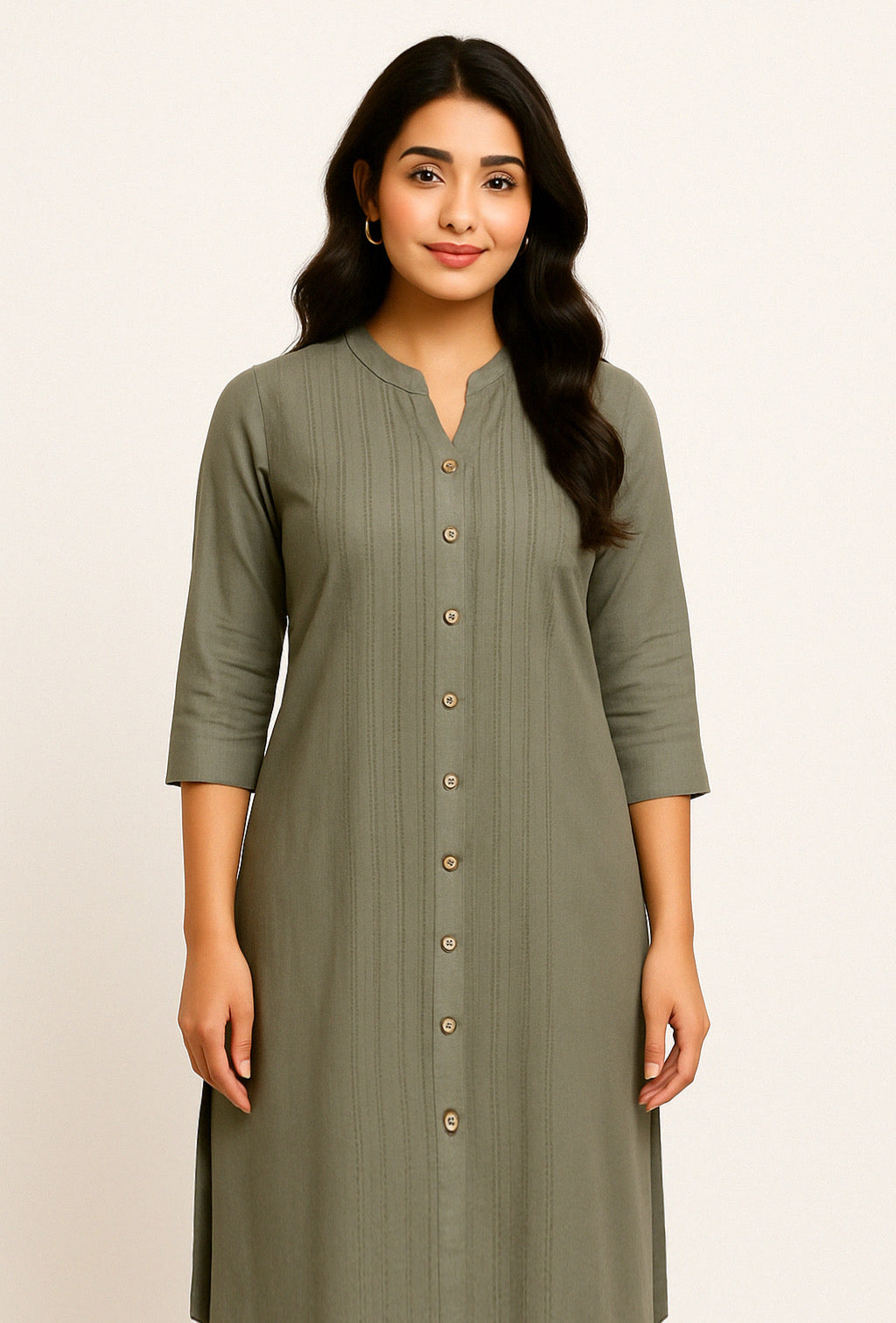 Dull Green Long Top Airline