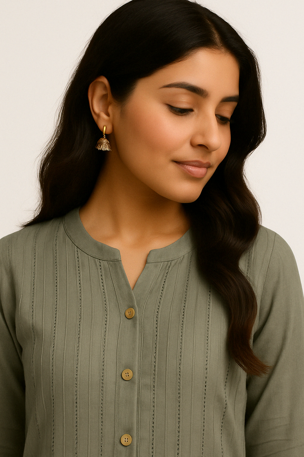 Dull Green Long Top Airline