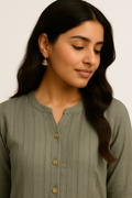 Dull Green Long Top Airline