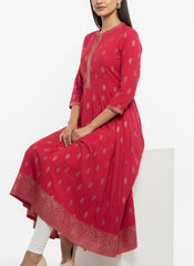 Red Long Top Umbrella Kurti