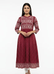 Maroon Long Top Umbrella Kurti