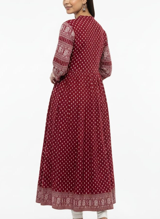 Maroon Long Top Umbrella Kurti