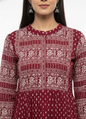 Maroon Long Top Umbrella Kurti