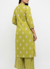 Green Chudidhar 2PC Palzo Cord Set