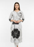 Grey-Black Printed Long Top