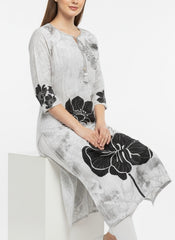 Grey-Black Printed Long Top