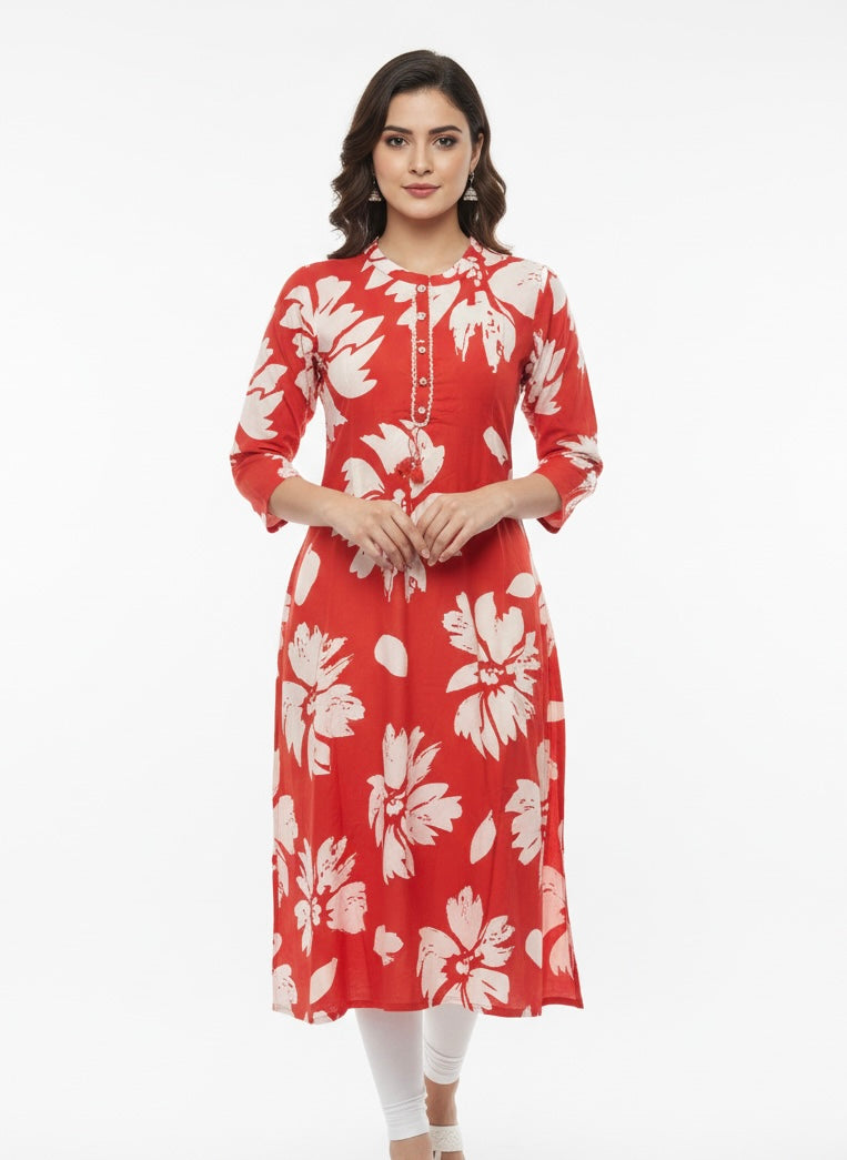Red Long Top Umbrella kurti