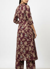 Maroon Chudidhar 2PC Palzo Cord Set