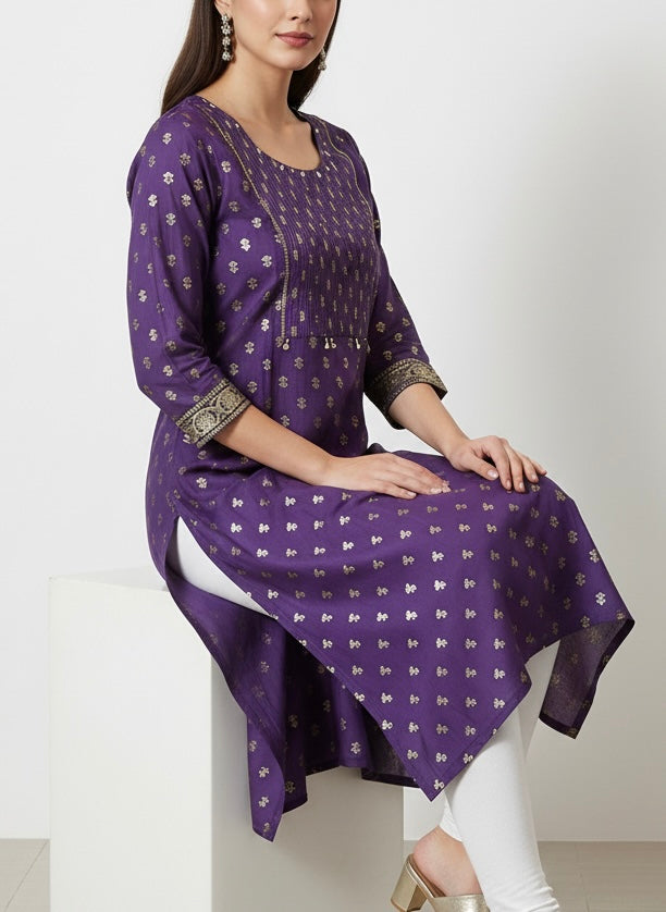 Violet Long D2 Top Kurti