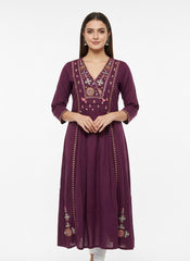 Maroon Long Top Umbrella Kurti