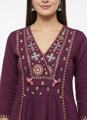 Maroon Long Top Umbrella Kurti