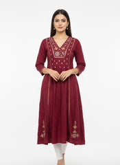Red Long Top Umbrella Kurti