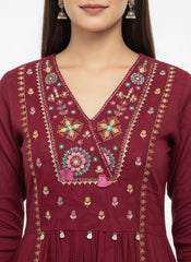 Red Long Top Umbrella Kurti