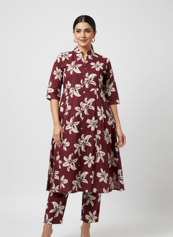 Maroon Chudidhar 2PC Cord Set