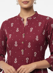 Maroon Long Top 2PC Palzo Cord Set