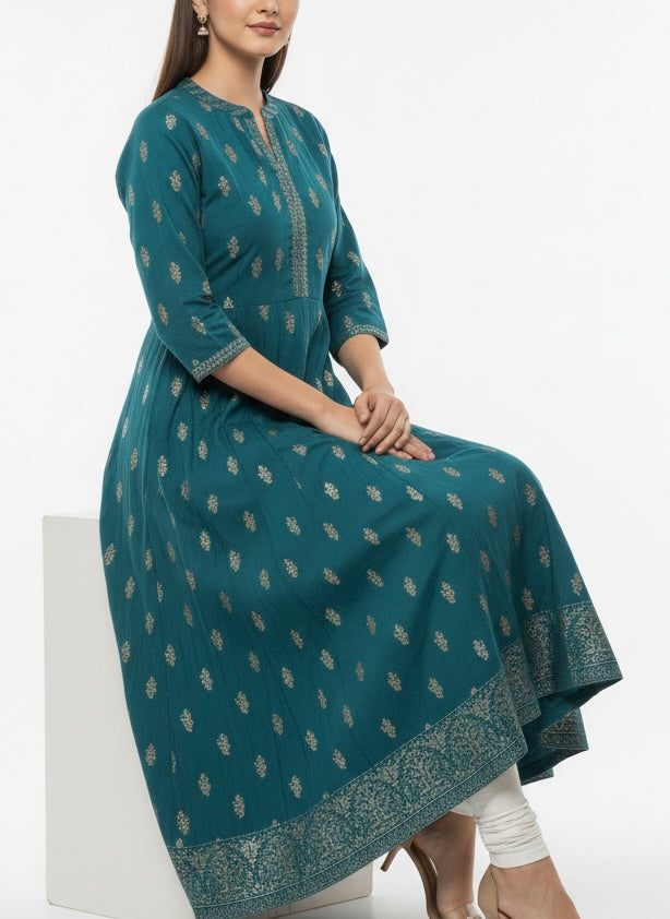 Ocean Blue Long Top Umbrella kurti