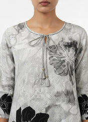 Grey-Black Printed Long Top