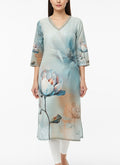 Blue printed Long Top Kurti