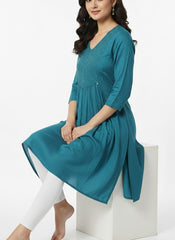 Ocean Blue Long Top Umbrella Kurti