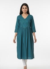 Ocean Blue Long Top Umbrella Kurti