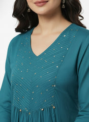 Ocean Blue Long Top Umbrella Kurti