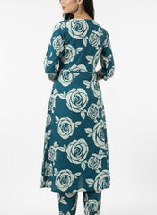 Blue - white Printed Chudidhar 2PC Cord Set