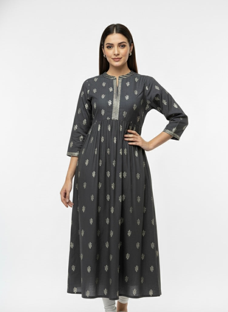 Black Long Top Umbrella kurti