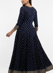 Dark Blue Long Top Umbrella Kurti