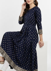 Dark Blue Long Top Umbrella Kurti