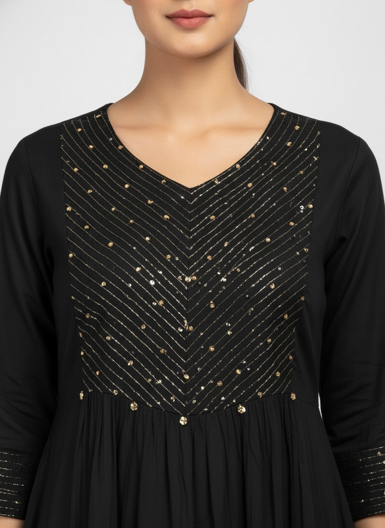Black Long Top Umbrella Kurti