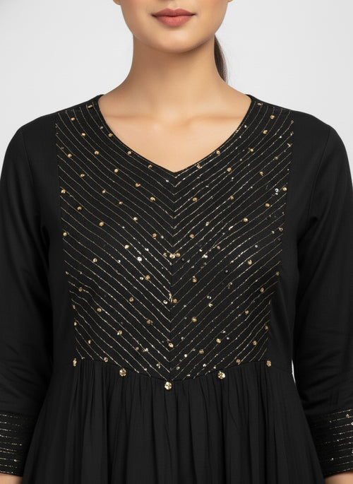 Black Long Top Umbrella Kurti