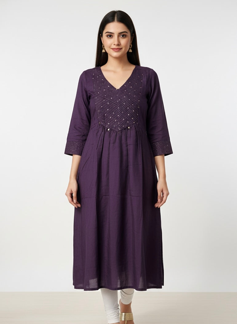 Violet Long Top Umbrella Kurti