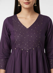 Violet Long Top Umbrella Kurti