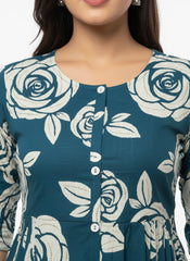 Blue - white Printed Chudidhar 2PC Cord Set