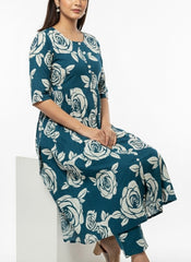 Blue - white Printed Chudidhar 2PC Cord Set