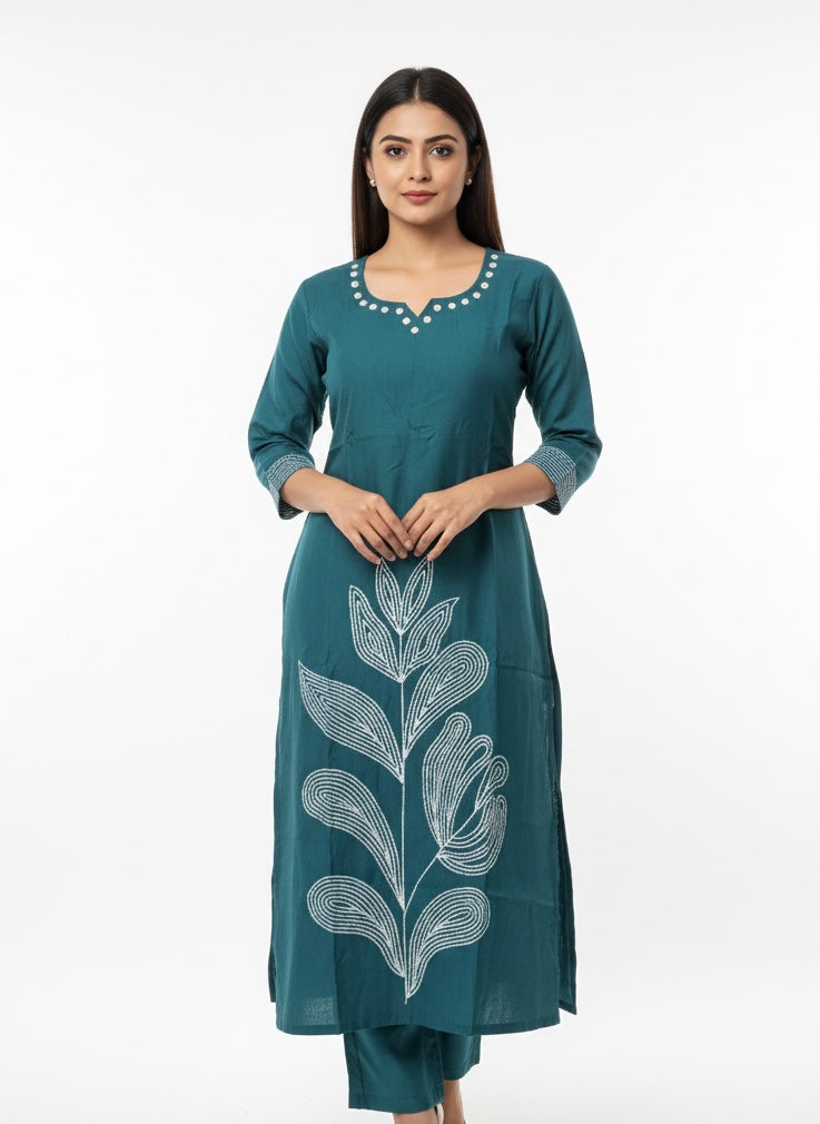 Deep Green 2 PC Palzo Cord Set Chudidhar