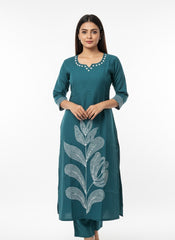 Deep Green 2 PC Palzo Cord Set Chudidhar