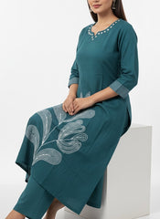 Deep Green 2 PC Palzo Cord Set Chudidhar