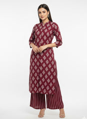 Red Chudidhar 2PC Palzo Caed Set