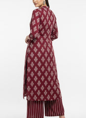 Red Chudidhar 2PC Palzo Caed Set