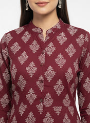 Red Chudidhar 2PC Palzo Caed Set