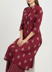 Red Chudidhar 2PC Palzo Caed Set