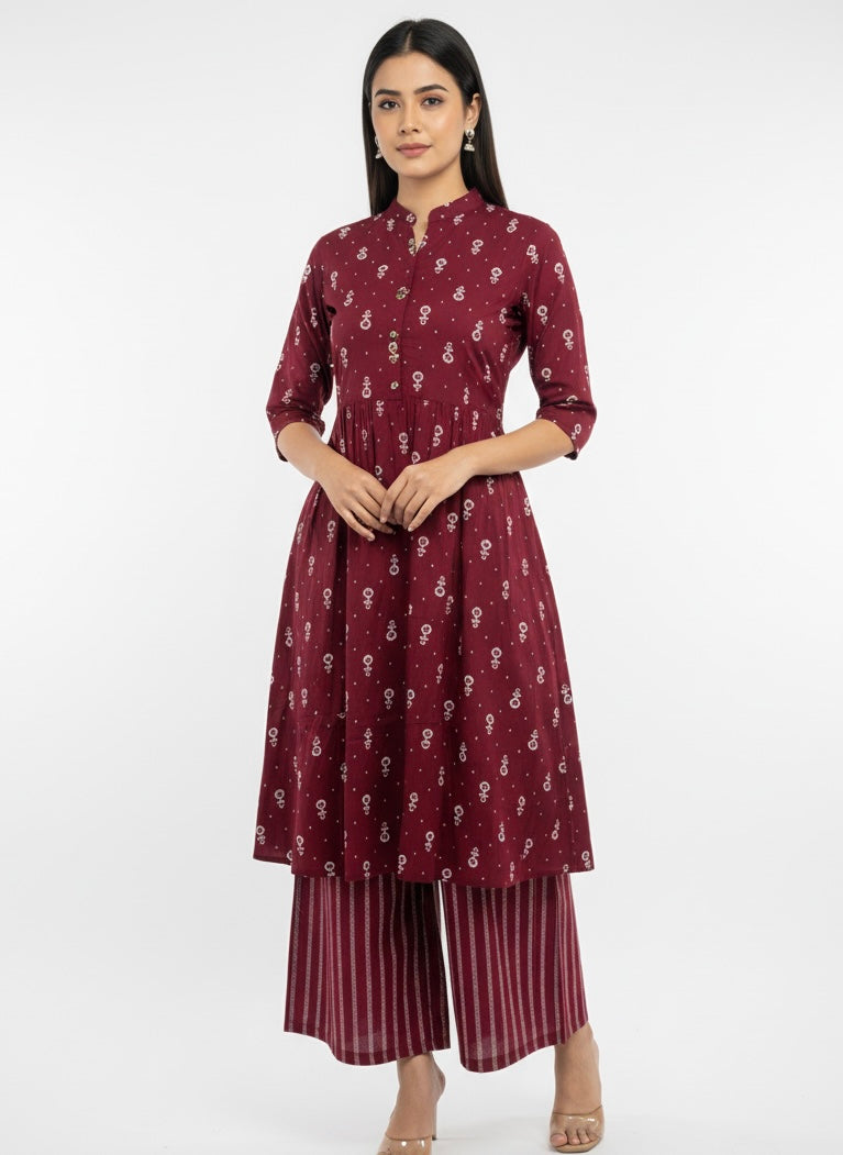 Red Chudidhar 2PC Palzo Set